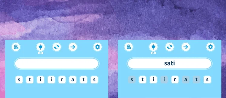 Anagrams game screenshot