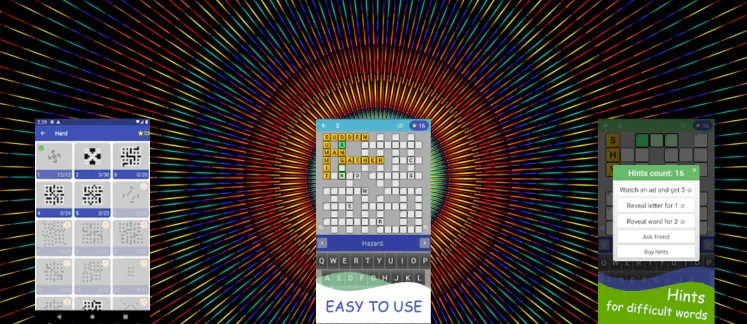 English Crossword puzzle game screenshot