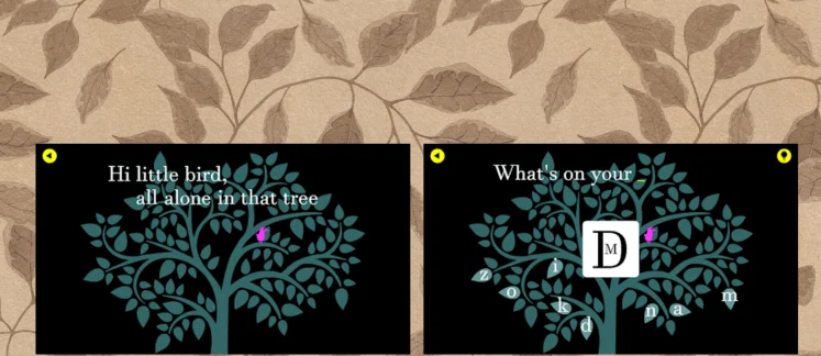 Words for a bird game screenshot